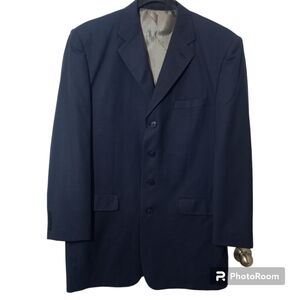 Stacy Adams Gold Label Size 44L Dark Blue Blazer Suit Jacket Coat